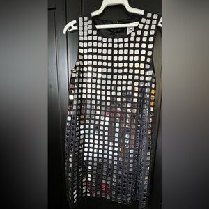 Alice & Olivia Silver Sequin Sleeveless Dress